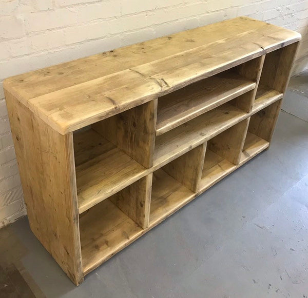 Rustic industrial DJ record storage and media unit, from reclaimed timber